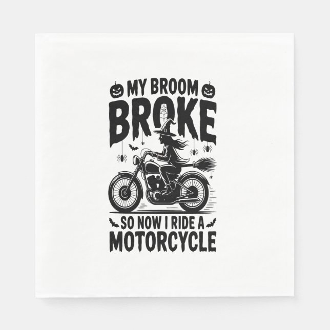 Serviette En Papier Moto à cheval sorcière Halloween (Devant)