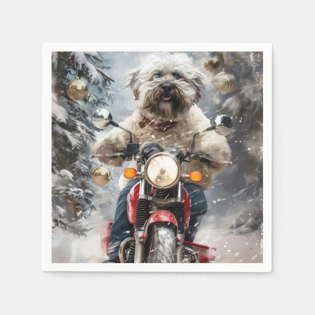 Serviette En Papier Moto à chiens Havanais Noël (Devant)