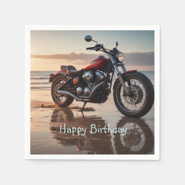 Serviette En Papier Moto au coucher du soleil (Devant)