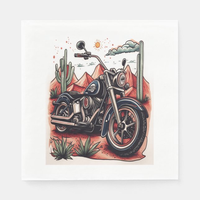Serviette En Papier Moto dans le désert Cactus Western Set (Devant)