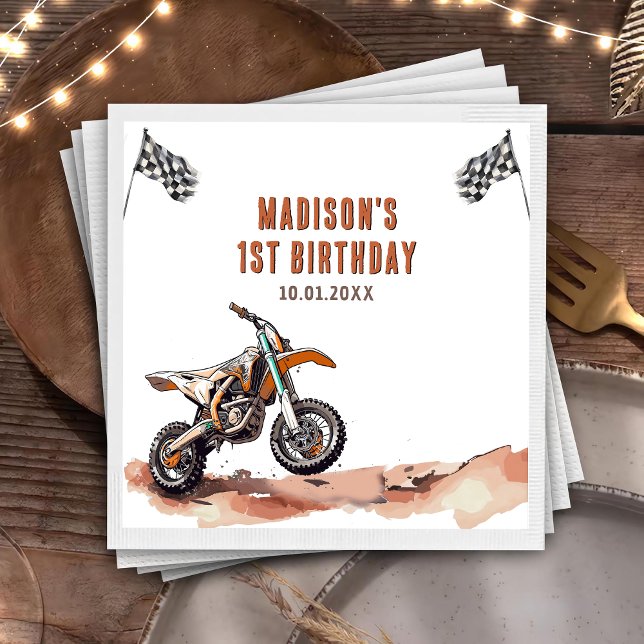 Serviette En Papier Moto Dirt Vélo Anniversaire Fête Napkins (Créateur téléchargé)