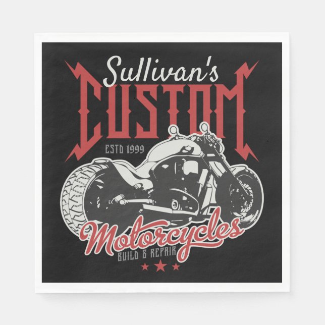 Serviette En Papier Moto personnalisé Big Bad Bike Bike Garage (Devant)