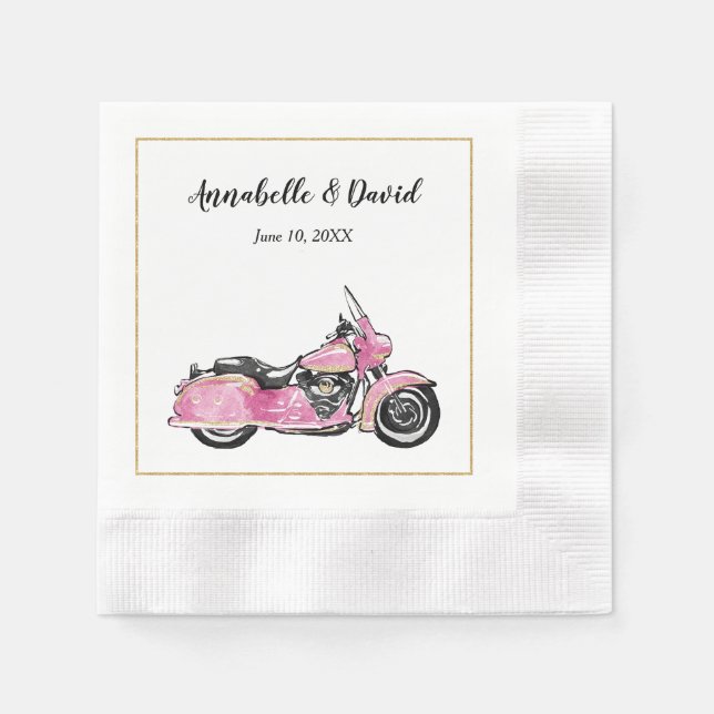 Serviette En Papier Moto rose Monogram Napkin (Devant)