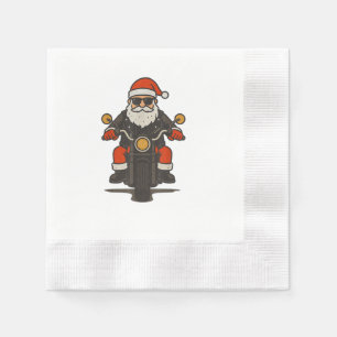 Serviette En Papier Motocyclette de Noël vintage drôle de père Noël mo