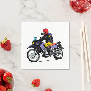 Serviette En Papier Motocycliste Dans Un Casque Rouge Papier