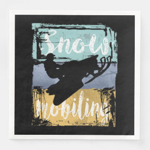 Serviette En Papier Motoneige Retro Style Motoneige