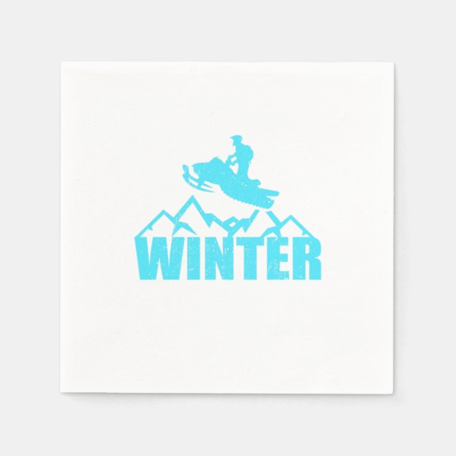 Serviette En Papier Motoneige Silhouette Motoneige Rider hiver (Devant)