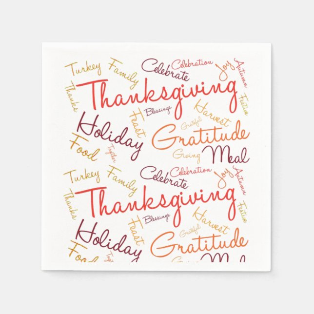 Serviette En Papier mots de Thanksgiving (Devant)
