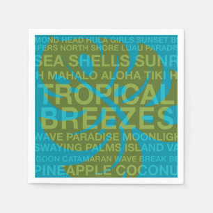 Serviette En Papier Mots Été Tropical Monstera Papier Papier Napkins