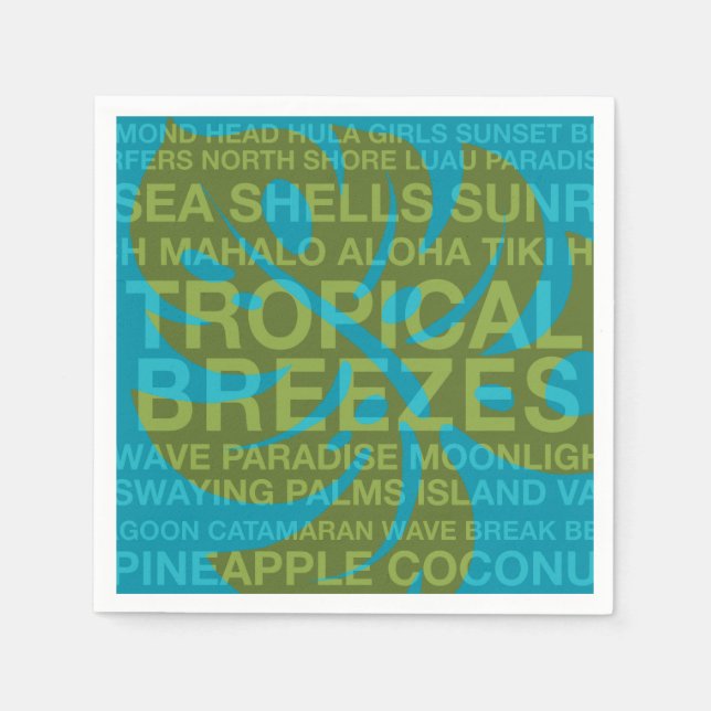 Serviette En Papier Mots Été Tropical Monstera Papier Papier Napkins (Devant)