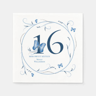 Serviette En Papier Mouches bleues et perruques sucrées 16