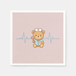 Serviette En Papier Mouchoir de fête de l'ours Teddy infirmière