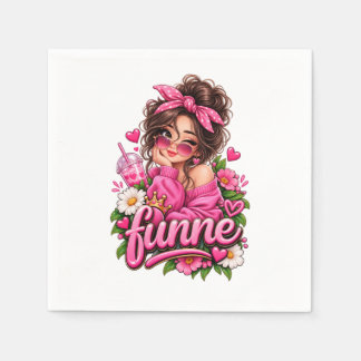 Serviette En Papier Mouchoir de fête floral rose mignon Funne Girl