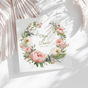 Serviette En Papier Mouchoir de mariage Pivoine Rose et Pêche