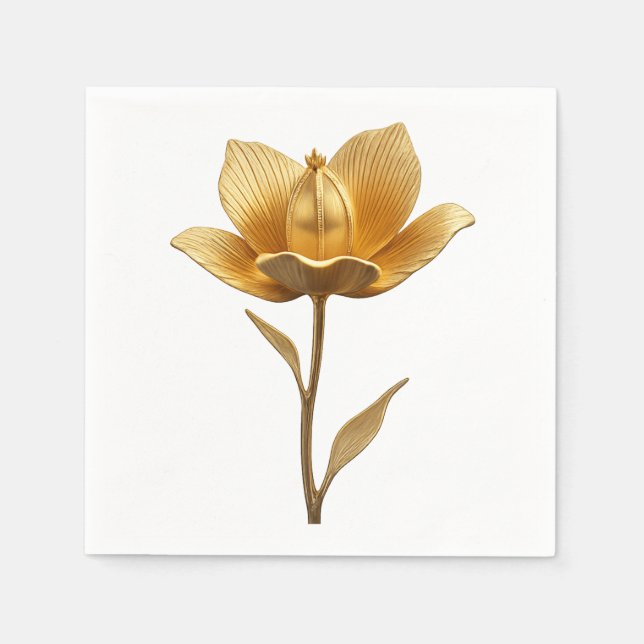 Serviette En Papier Mouchoir en papier Fleur Dorée (Devant)