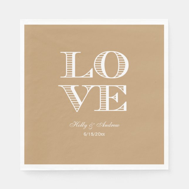 Serviette En Papier Mouchoirs Camel Tan, LOVE Blanc (Devant)