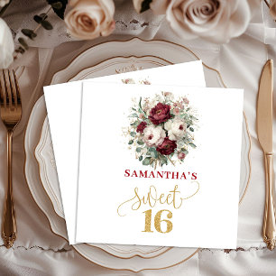 Serviette En Papier Mouchoirs de fête rose poudré et burgundy pour un