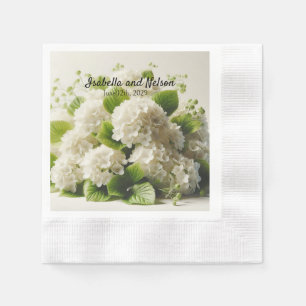 Serviette En Papier Mouchoirs de mariage à l'hortensia blanc élégant