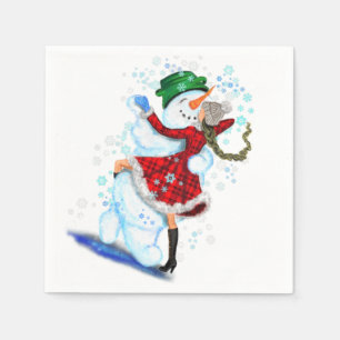 Serviette En Papier Mouchoirs de Noël drôles Danse de bonhomme de neig