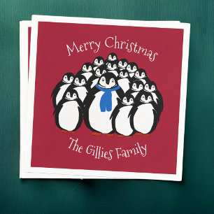 Serviette En Papier Mouchoirs de Noël personnalisés avec un pingouin m