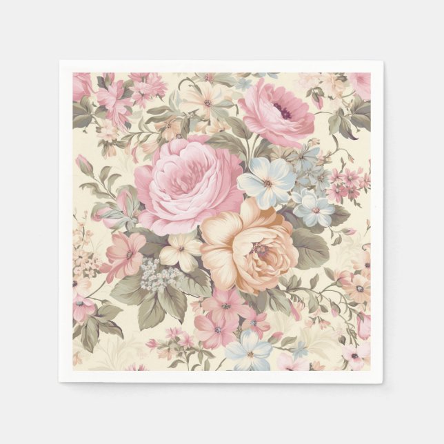 Serviette En Papier Mouchoirs Floraux Vintage (Devant)