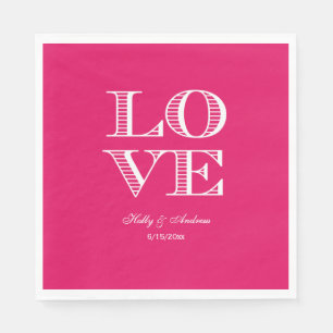 Serviette En Papier Mouchoirs framboise, White LOVE