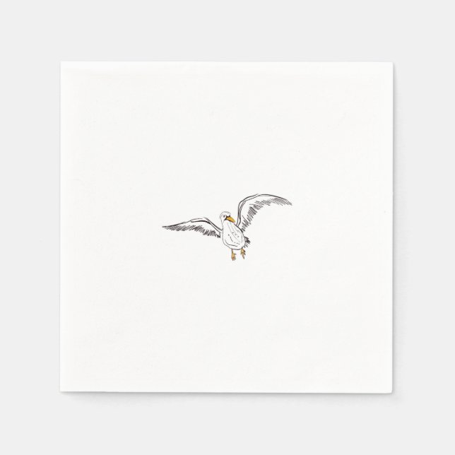 Serviette En Papier Mouette blanche oiseau (Devant)