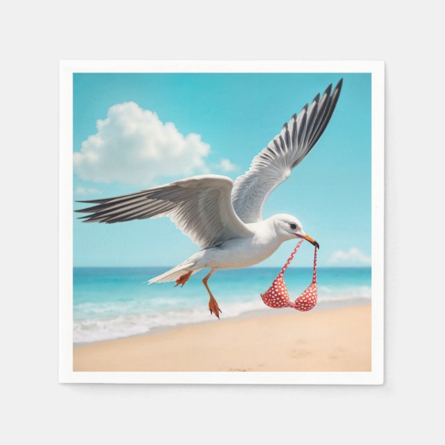 Serviette En Papier Mouette volant avec un haut de bikini (Devant)