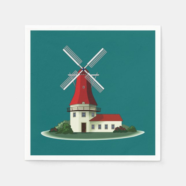 Serviette En Papier Moulin à vent à clocher en chemise (Devant)