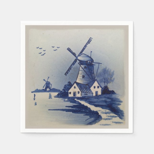 Serviette En Papier Moulin blanc blanc blanc vintage (Devant)