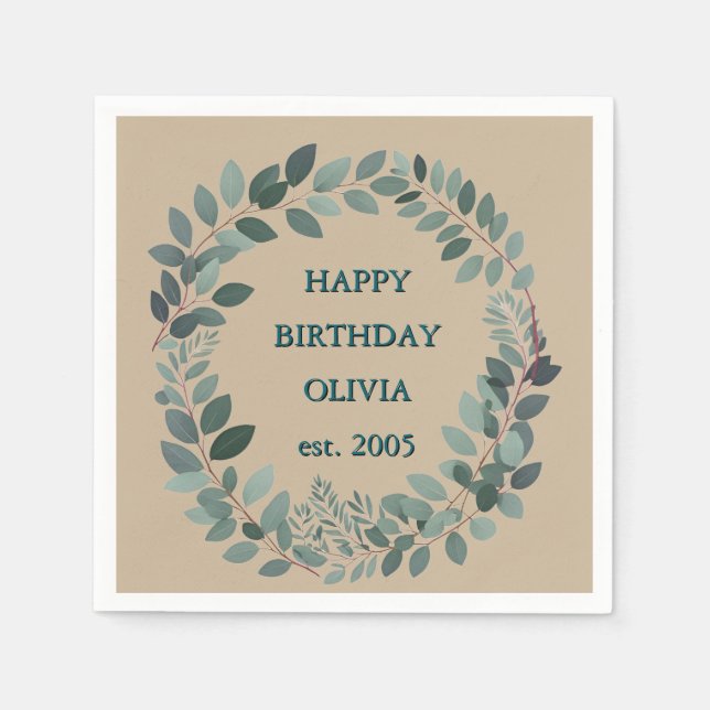 Serviette En Papier Mousse de Mocha personnalisable marron Feuille d'a (Devant)