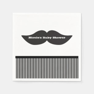 Serviette En Papier Moustache Bash Noir & Blanc Frappe Paniers