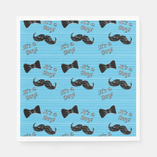 Serviette En Papier Moustache et Bowtie Blue Party Luncheon Napkins