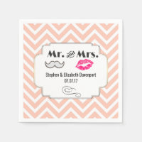 Moustache & Lèvres M. & Mme Peach Chevron Mariage
