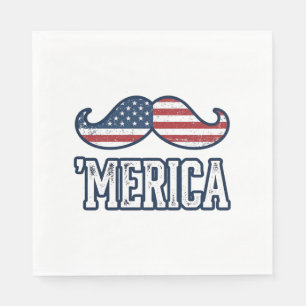 Serviette En Papier Moustache patriotique américaine en détresse Vecto