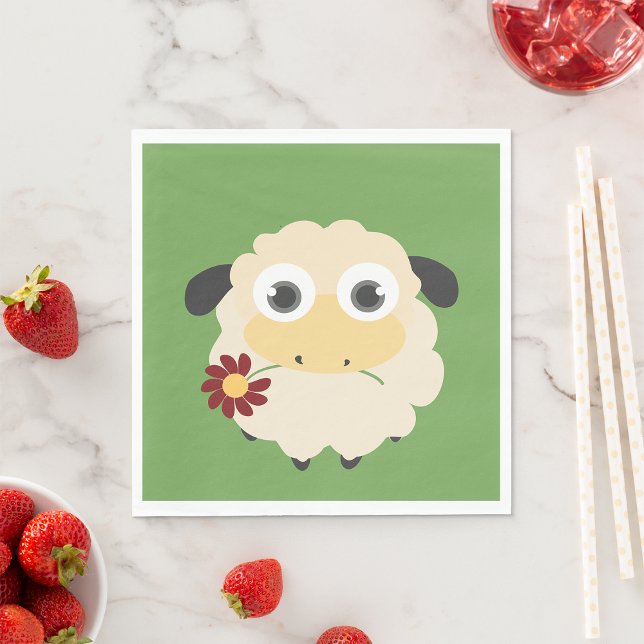 Serviette En Papier Mouton Avec Une Fleur (Créateur téléchargé)