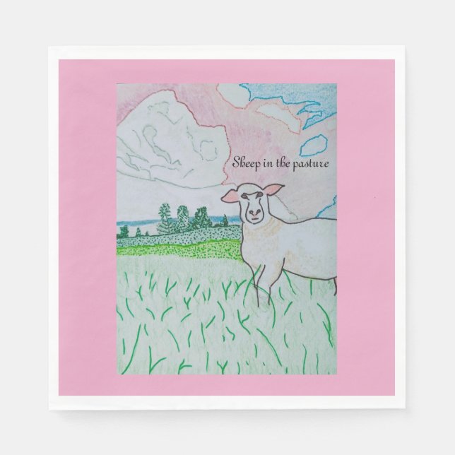 Serviette En Papier Moutons dans le pâturage (Devant)