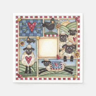 Serviette En Papier Moutons et corneilles de Folkart