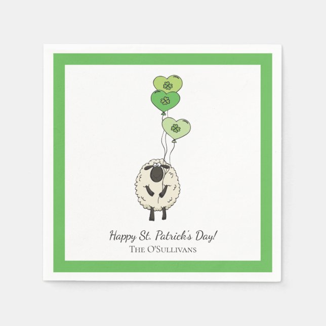 Serviette En Papier Moutons et trèfles de la Saint-Patrick pour enfant (Devant)