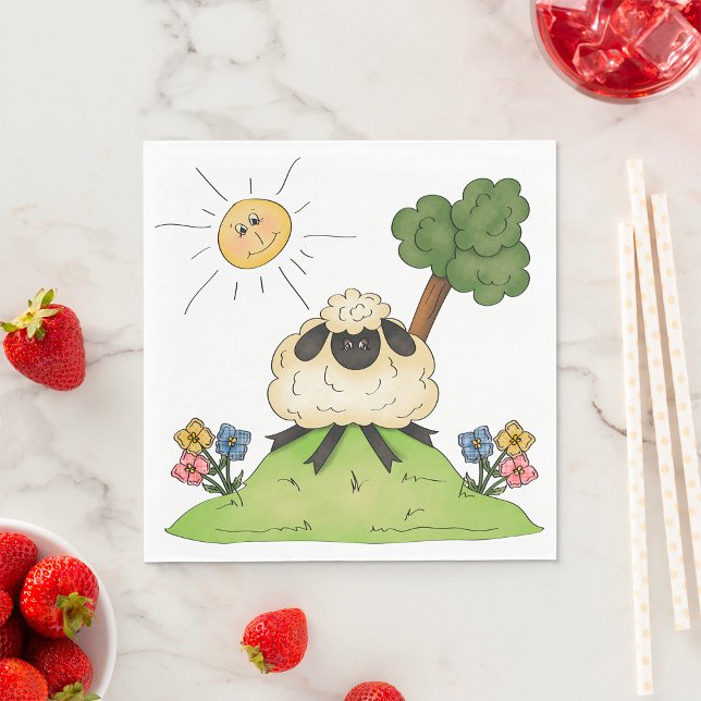 Serviette En Papier Moutons Sur Un Papier Collé (Créateur téléchargé)