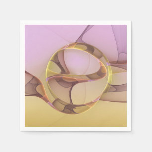 Serviette En Papier Mouvements Abstraits Art Fractal Moderne Rose Doré