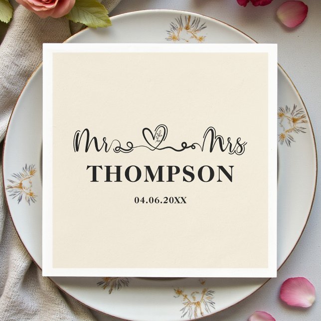 Serviette En Papier Mr and Mrs Elegant Simple | Natural White (Créateur téléchargé)