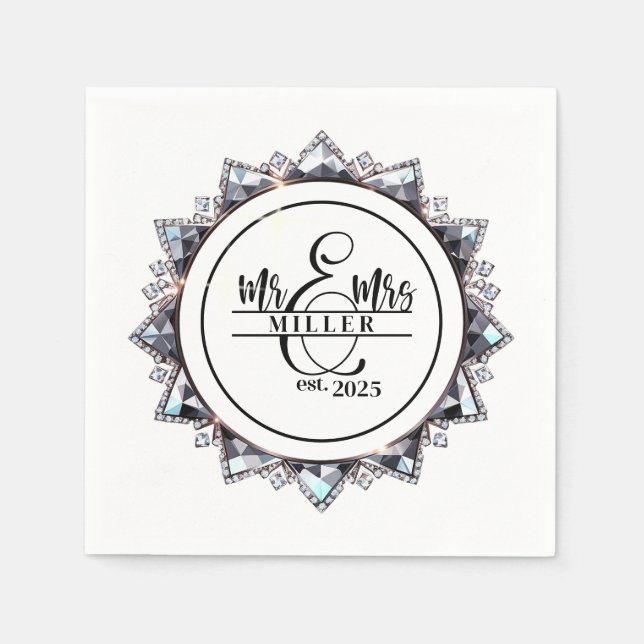Serviette En Papier Mr. & Mrs. Custom Name  Napkins (Devant)