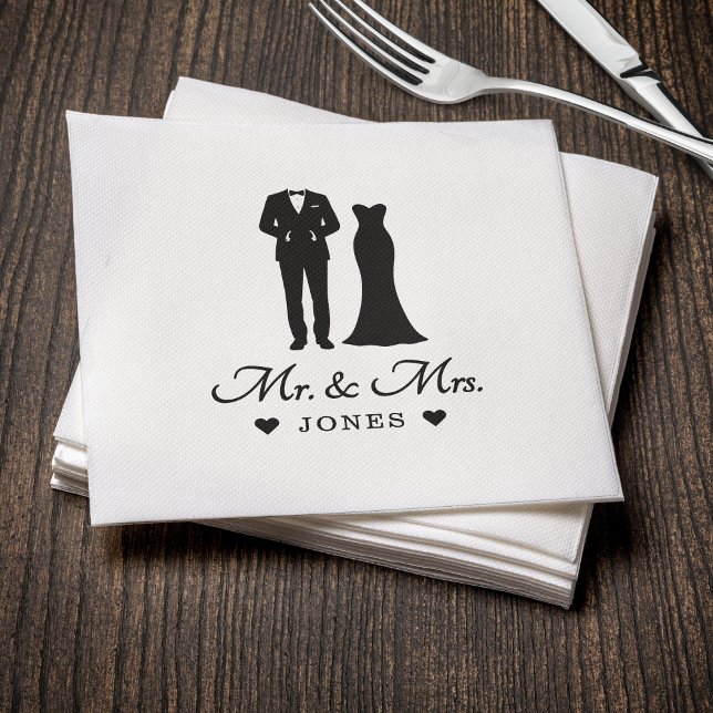Serviette En Papier Mr & Mrs Wedding Dress Tuxedo Newlywed Couple (Mr & Mrs Wedding Dress Tuxedo Newlywed Couple Napkins
)