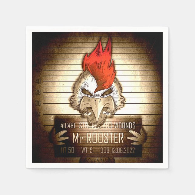 Serviette En Papier Mr Rooster Vintage (Devant)