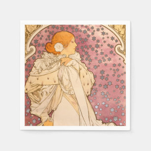 Serviette En Papier Mucha Art nouveau femme beauté