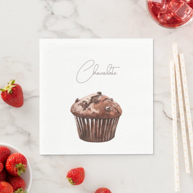 Serviette En Papier Muffin Cupcake au Chocolat (En situation)