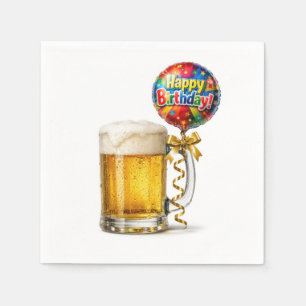 Serviette En Papier Mug à bière d'anniversaire avec ballon de fête