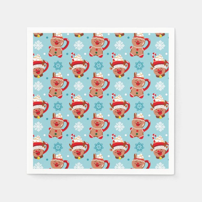 Serviette En Papier Mug festif de chocolat chaud de Noël  (Devant)