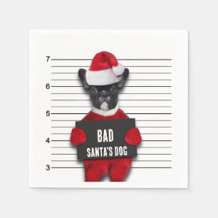 Serviette En Papier Mugshot Mauvais Père Noël Drôle Chien Noël